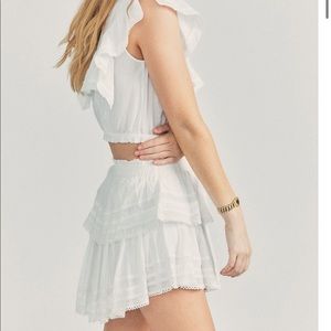 LoveShackFancy mini ruffle skirt in antique white - size large